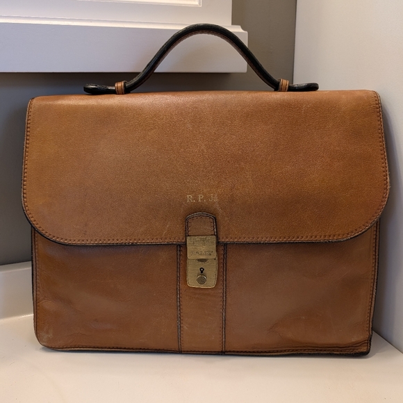 🥰 Vintage 1980's Bally Italy Genuine Smooth Leather Top Carry Briefcase 💼 - Picture 4 of 16